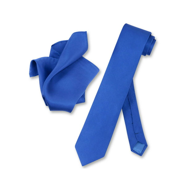 NEW 100% Silk Men's Neck tie & hankie set skinny 2.5" light blue formal wedding